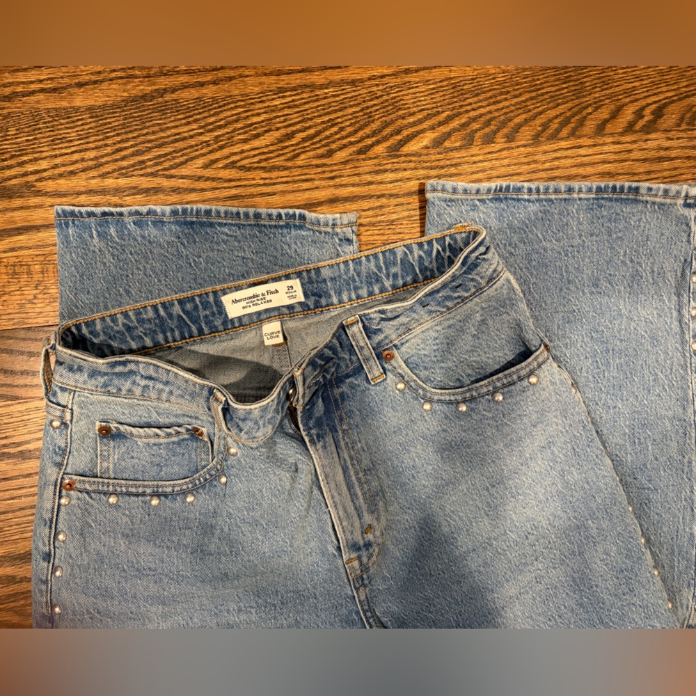 Abercrombie High-Rise Light Blue Studded Women's Jeans - Picture 5 of 6